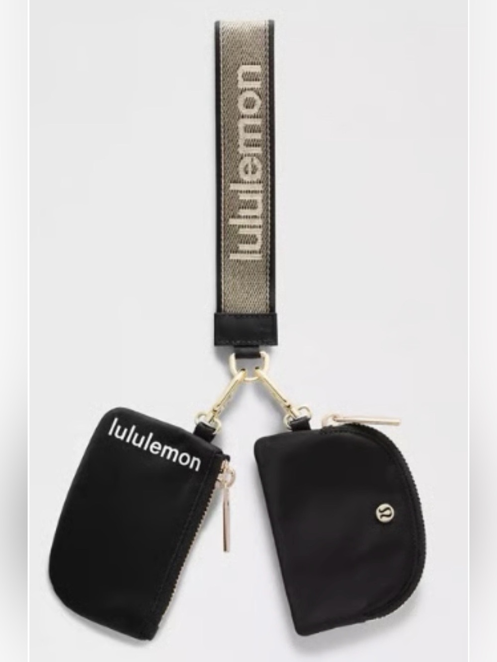 Lululemon Dual Pouch Wristlet metallic Workmark black